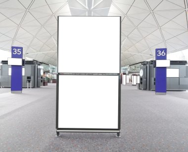 Empty billboard at a international airport clipart