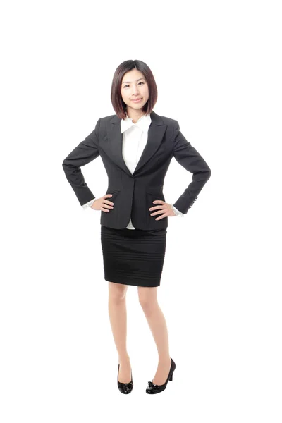 Longitud completa Mujer de negocios sonrisa de pie —  Fotos de Stock