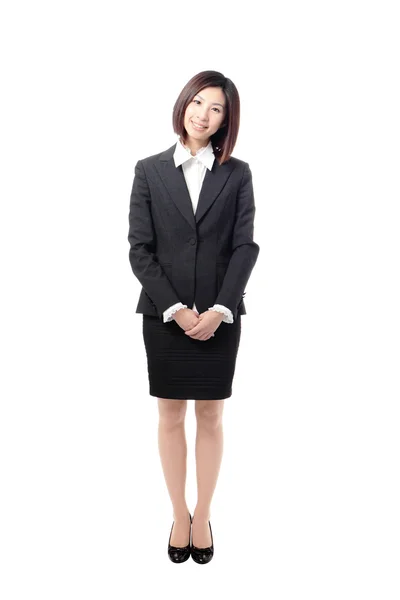 Longitud completa Mujer de negocios sonrisa de pie — Foto de Stock