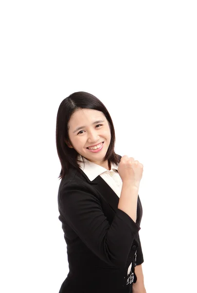 Retrato de una mujer de negocios asiática hacer un puño — Foto de Stock