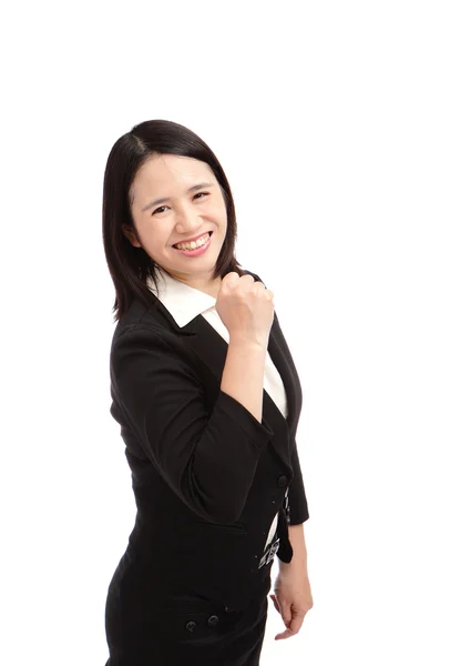 Portret van een Aziatische zakenvrouw een vuist maken — Stockfoto