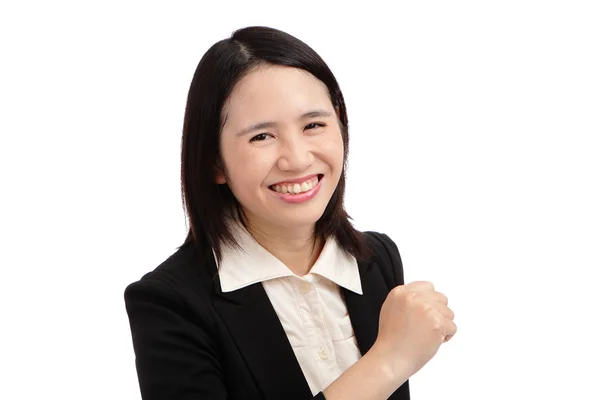 亚洲商务女子肖像用拳头 — 图库照片