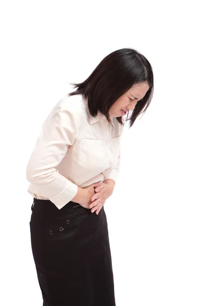 Mujer de negocios sufre dolor de estómago —  Fotos de Stock