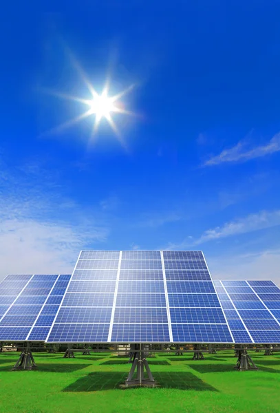Solar Panel with green grass — Stock Photo, Image