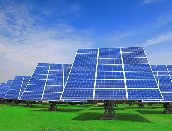 stock image Solar Panel with green grass