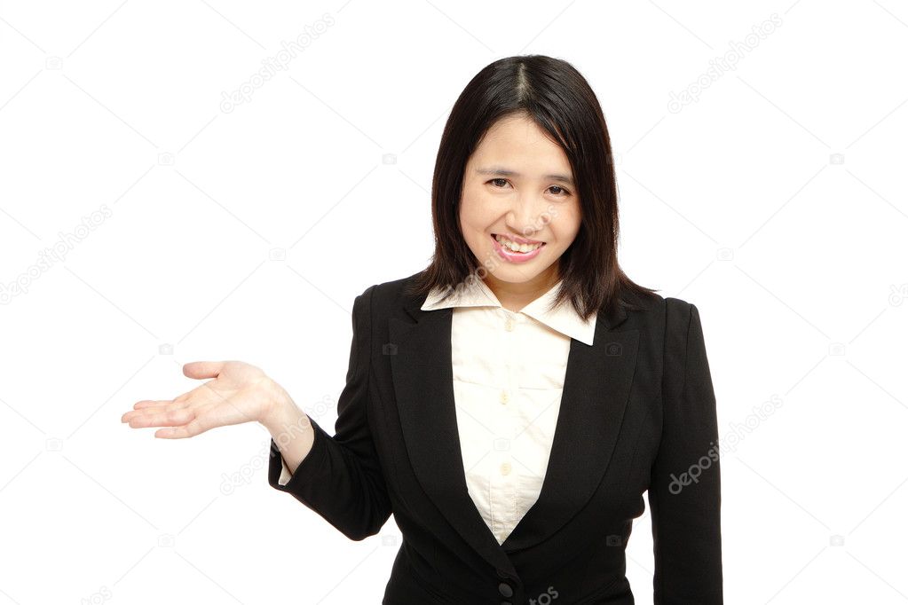 Asian business woman smile introduce Stock Photo by ©ryanking999 9144596