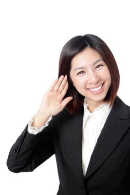 Closeup of beautiful young business woman smile face clipart