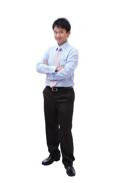 Piena lunghezza di un giovane uomo d'affari sorriso — Foto Stock