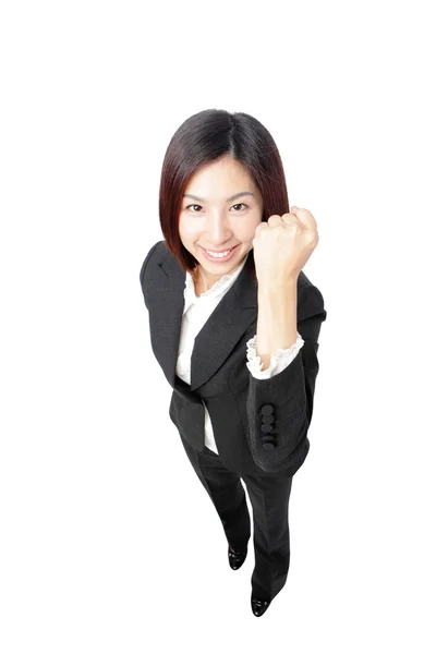 Success winner business woman full length — Stock Photo, Image