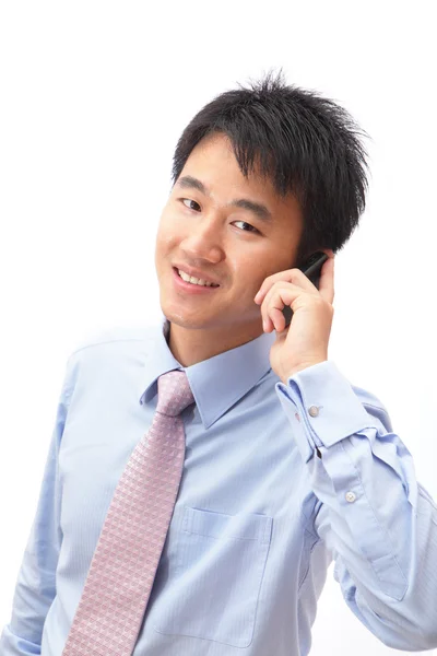 Porträt eines gut aussehenden Geschäftsmannes, der telefoniert — Stockfoto
