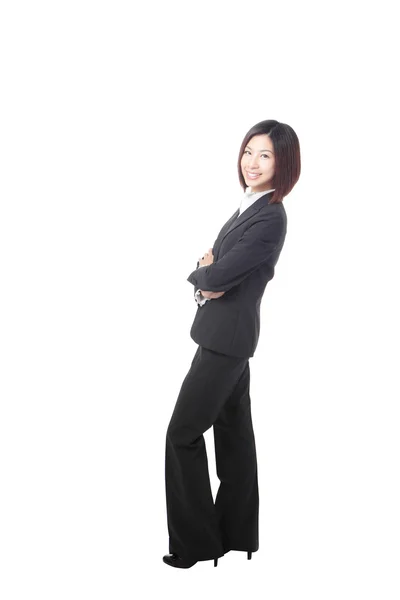Pełnej długości biznes kobieta przekonany uśmiech stojący — Zdjęcie stockowe