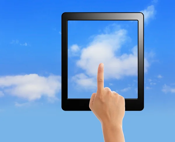 Cloud computing i dotknąć Podkładka koncepcja — Zdjęcie stockowe
