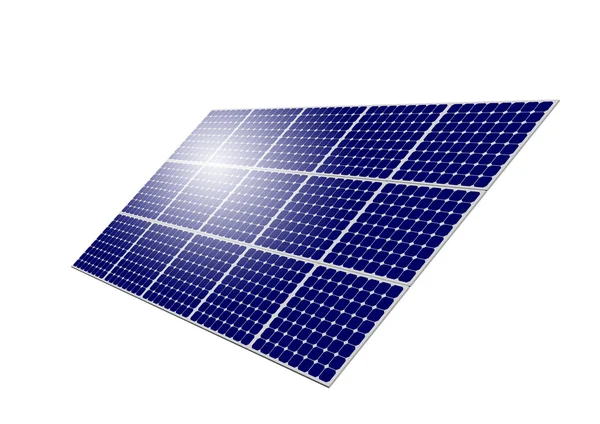 Solární panel systém s odleskem slunce — Stock fotografie