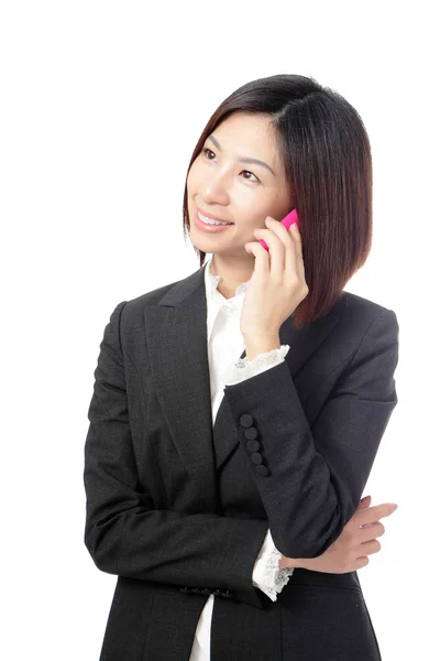 Γυναίκα των επιχειρήσεων ευτυχής μιλώντας κινητό τηλέφωνο — Φωτογραφία Αρχείου