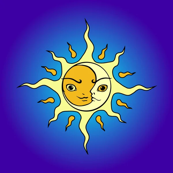 Sol y luna — Vector de stock