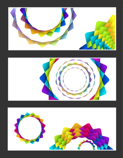 Ensemble géométrique de cartes de visite fleurs pastel arc-en-ciel — Image vectorielle