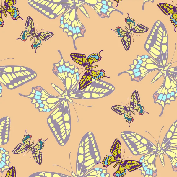 Безшовные обои с пастельными бабочками — стоковый вектор