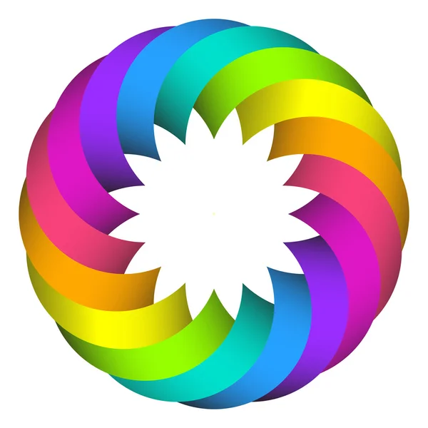 Gökkuşağı daire çiçek logo tasarımı — Stok Vektör