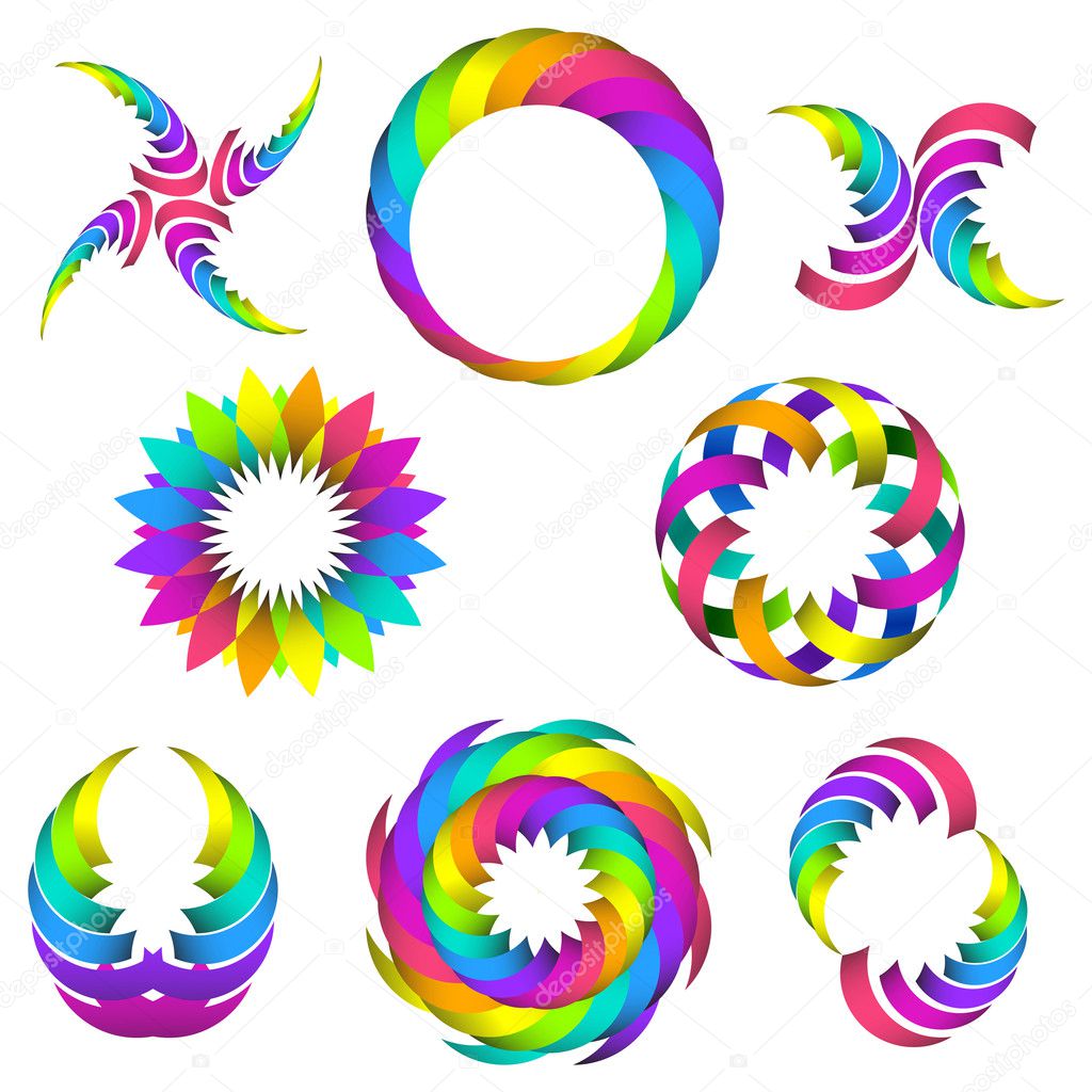 Vector illustration of rainbow logo and icon set for your design