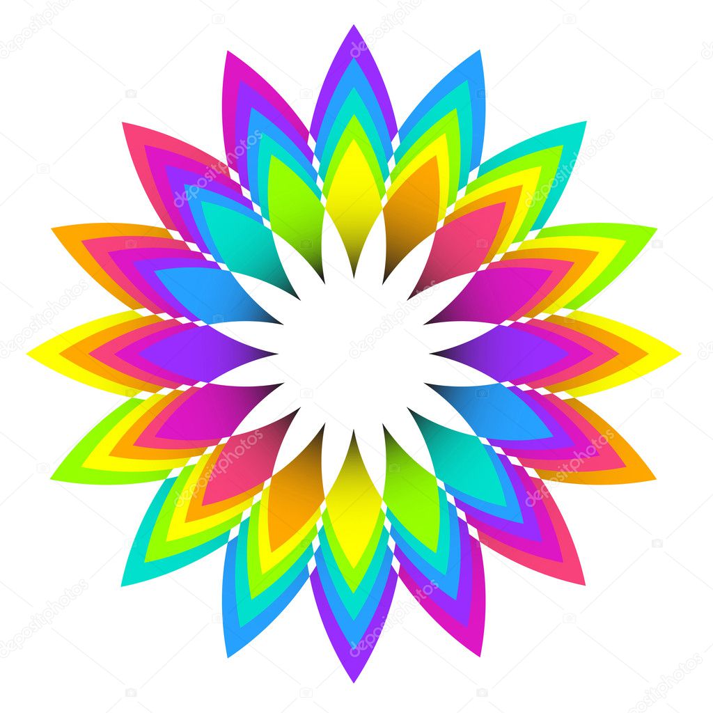 Download Abstract geometric rainbow flower logo design — Stock ...