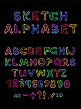 Vector sketch alphabet clipart