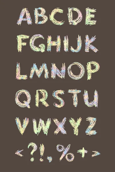 Alphabet croquis vectoriel pastel — Image vectorielle