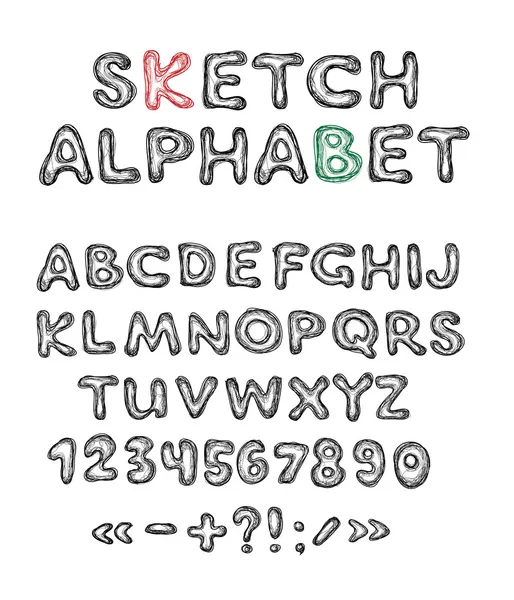 Vector schets alfabet — Stockvector