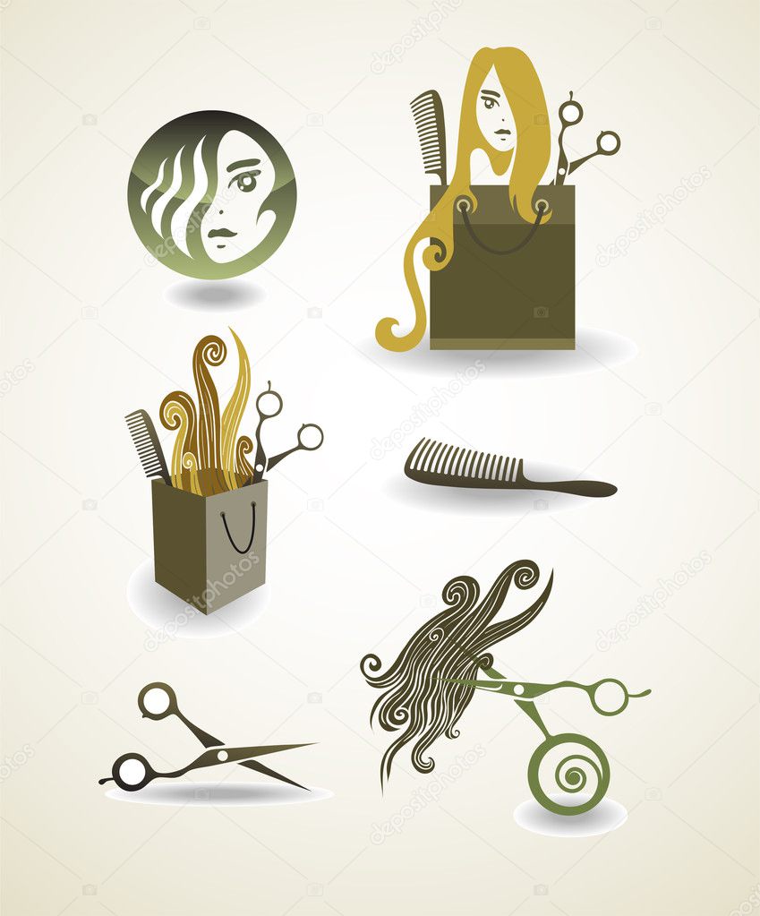 Set of elements - hairdresser