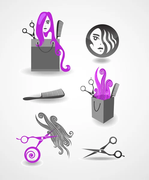Ensemble d'éléments - coiffeur — Image vectorielle