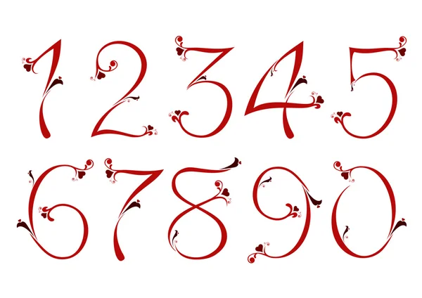 Červená čísla pro den svatého Valentýna — Stockový vektor