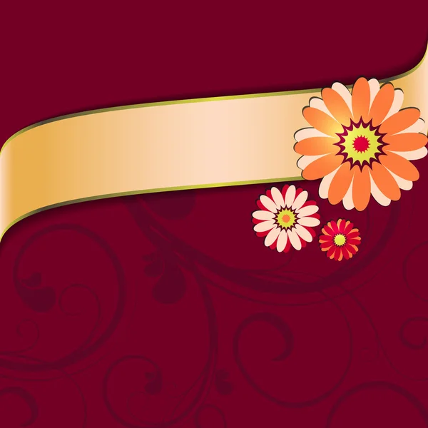 赤い背景の花 — ストックベクタ