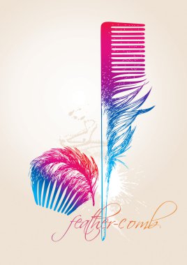 Colorful combs in the form of the bird clipart
