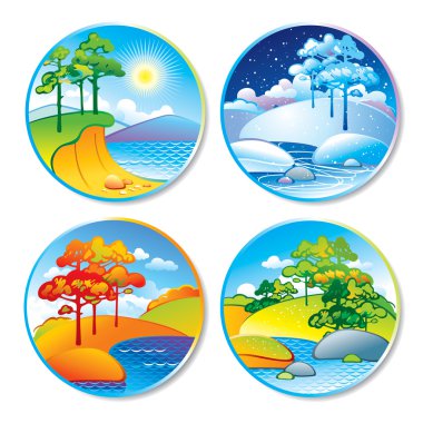 Spring, summer, autumn and winter landscape in a circle