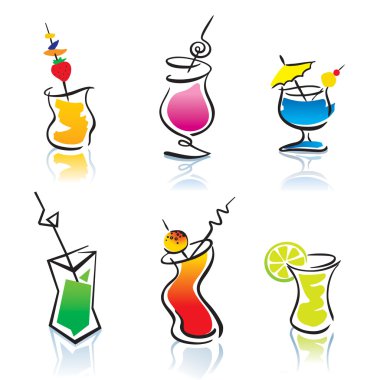 Set of the different cocktails clipart