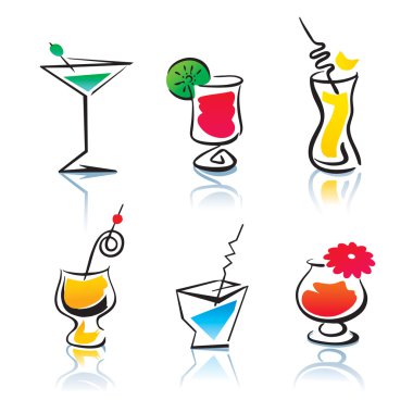 Set of the different cocktails clipart