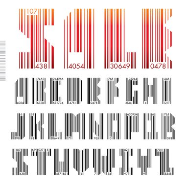 Font Barcode - letters from A to Z, vector illustration. clipart