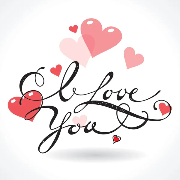 Alla hjärtans dag kort med texten I Love You. Vektorillustration. — Stock vektor