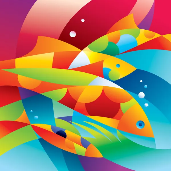 Abstraktní barevné ryby, v blízkosti korálového útesu — Stockový vektor