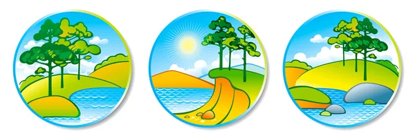 stock vector Summer landscape in a circle