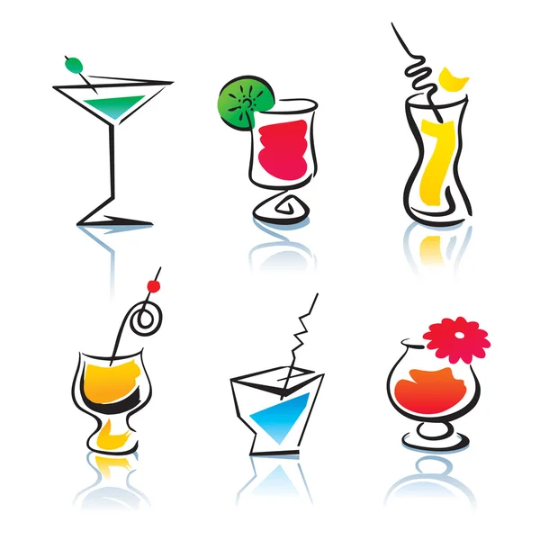 Uppsättning av olika cocktails — Stock vektor