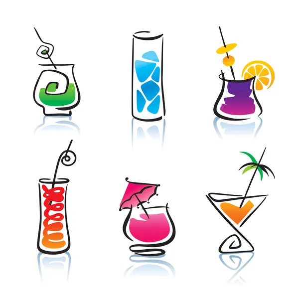 Verzameling van de verschillende cocktails — Stockvector