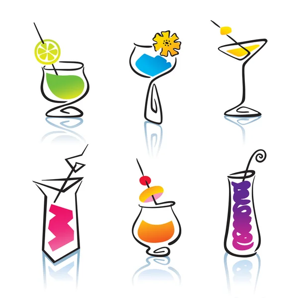 Uppsättning av olika cocktails — Stock vektor