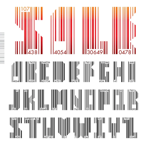 Schriftart Barcode - Buchstaben von a bis z, Vektorillustration. — Stockvektor