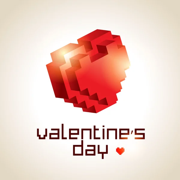 Cartão Valentine com coração 3D e letras. Ilustração vetorial . — Vetor de Stock