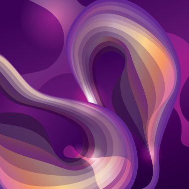 Abstract violet background with transforming shining forms. Vect