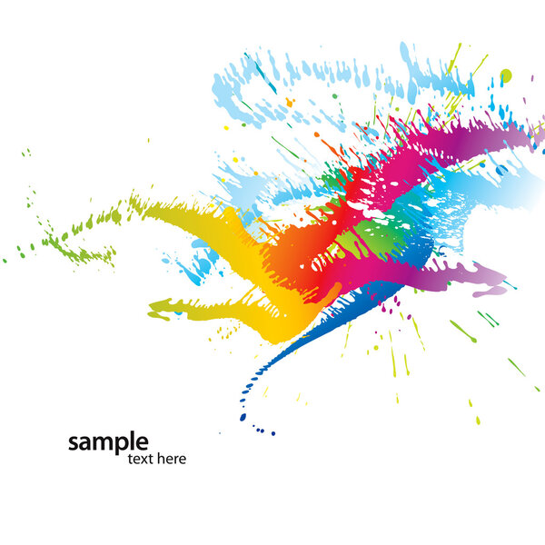Фон с красочными пятнами и брызгами на белом
