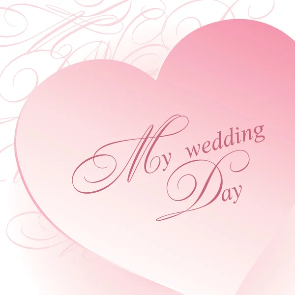 婚礼卡与粉红的心和刻字. — 图库矢量图片