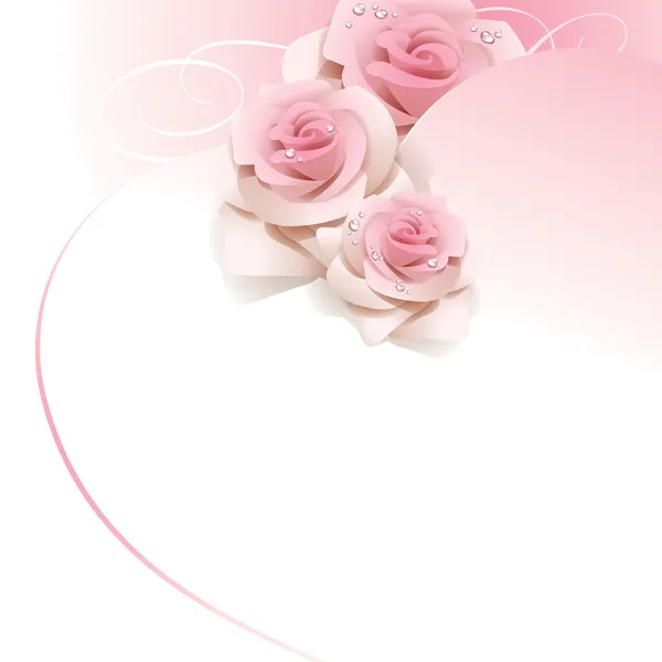 結婚式の背景にピンクのバラ. — ストックベクタ