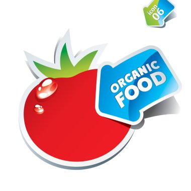 Icon tomato with an arrow by organic food clipart