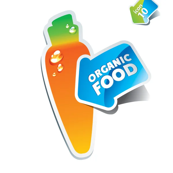 Ökológiai élelmiszer nyíllal ellátott ikon sárgarépa — Stock Vector